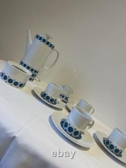 Vintage Thomas Smaragd Coffee Set Rosenthal Porcelain, Blue Medallion Design