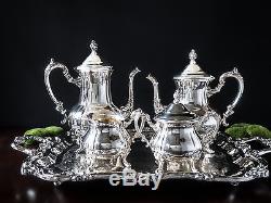 Vintage Towle Silver Plate Coffee Tea Service Set With Tray 5 Piece Great Cond