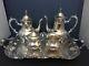 Vintage Towle Silver Plated 5 Pieces Coffee Tea Service Set With Tray Great Cond