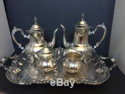 Vintage Towle Silver Plated 5 pieces Coffee Tea Service Set With Tray Great Cond