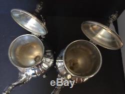 Vintage Towle Silver Plated 5 pieces Coffee Tea Service Set With Tray Great Cond