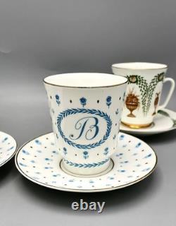 Vintage USSR LFZ Tea Coffee Saucer Set Of 4 Pairs Porcelain Floral Pttern Marked