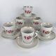 Vintage Ussr Tea Coffee Porcelain Set Of 6 Cups And Saucers Signed Ukraine