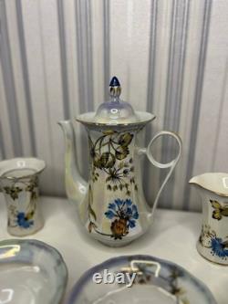 Vintage Ukrainian Porcelain Tea and Coffee Set, Korosten Factory, 1950s