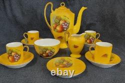 Vintage Union Z Czech Coffee Set 1930s Yellow Fruit Motif Art Deco Porcelain