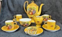 Vintage Union Z Czech Coffee Set 1930s Yellow Fruit Motif Art Deco Porcelain