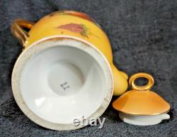 Vintage Union Z Czech Coffee Set 1930s Yellow Fruit Motif Art Deco Porcelain
