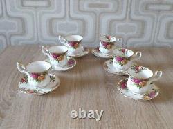 Vintage Unused 21 Piece Royal Albert Old Country Rose Bone China Coffee Set 1962