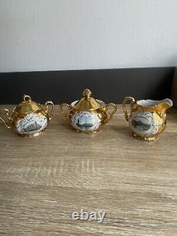 Vintage Venetian Venezia 1960s Murano Gold Leaf 29pc Coffee Tea Serving Set Rare