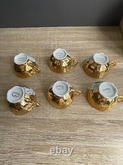 Vintage Venetian Venezia 1960s Murano Gold Leaf 29pc Coffee Tea Serving Set Rare