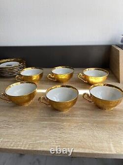 Vintage Venetian Venezia 1960s Murano Gold Leaf 29pc Coffee Tea Serving Set Rare