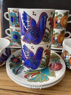 Vintage Villeroy & Boch Acapulco Coffee Cup & Saucer X 6 Milk And Sugar Set