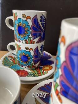 Vintage Villeroy & Boch Acapulco Coffee Cup & Saucer X 6 Milk And Sugar Set