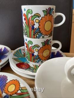 Vintage Villeroy & Boch Acapulco Coffee Cup & Saucer X 6 Milk And Sugar Set