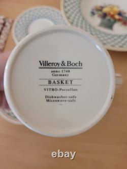 Vintage Villeroy & Boch Basket Tea/Coffee Set Germany Vitro Porcelain