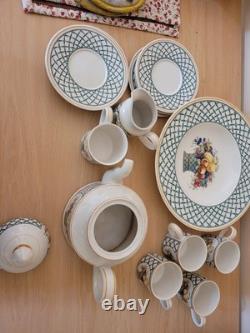 Vintage Villeroy & Boch Basket Tea/Coffee Set Germany Vitro Porcelain