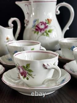 Vintage Von Schierholz German Porcelain Mocha Coffee Set Hand Painted, Romantic