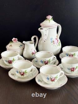 Vintage Von Schierholz German Porcelain Mocha Coffee Set Hand Painted, Romantic
