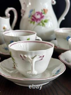 Vintage Von Schierholz German Porcelain Mocha Coffee Set Hand Painted, Romantic