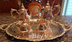 Vintage Wallace Baroque Silverplated 5 Pc. Coffee Tea Set Excellent Condition