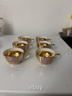 Vintage Wawel China Coffee Set Made In Poland Pot Sugar Cups Saucers For 6