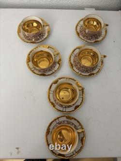 Vintage Wawel China Coffee Set Made In Poland Pot Sugar Cups Saucers For 6