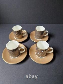 Vintage Wedgwood ARRIS Geometric Coffee Espresso Cups & Saucers Set 4 With Box