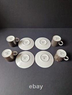 Vintage Wedgwood ARRIS Geometric Coffee Espresso Cups & Saucers Set 4 With Box