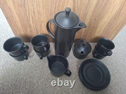 Vintage Wedgwood Black Coffee Set Etruria Barlaston Mid Century Modern Cups