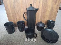 Vintage Wedgwood Black Coffee Set Etruria Barlaston Mid Century Modern Cups