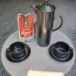 Vintage Wedgwood Black Coffee Set Etruria Barlaston Mid Century Modern Cups