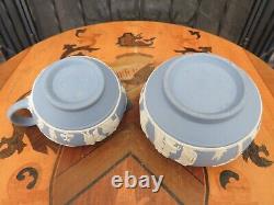 Vintage Wedgwood Blue Jasperware Coffee Set (Coffee Pot, Sugar Bowl & Creamer)