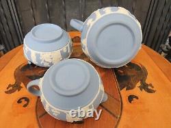 Vintage Wedgwood Blue Jasperware Coffee Set (Coffee Pot, Sugar Bowl & Creamer)