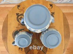 Vintage Wedgwood Blue Jasperware Coffee Set (Coffee Pot, Sugar Bowl & Creamer)