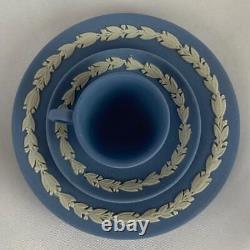 Vintage Wedgwood Blue Jasperware Miniature Tea & Coffee Set Cups, Saucers, Tray