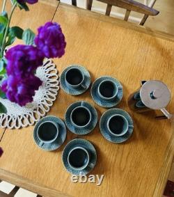 Vintage Wedgwood Cambrian Coffee Cups Saucers Set x6 MidCentury Studio Pottery