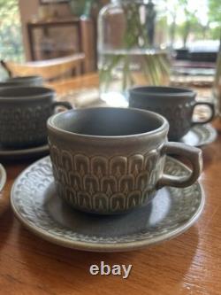 Vintage Wedgwood Cambrian Coffee Cups Saucers Set x6 MidCentury Studio Pottery