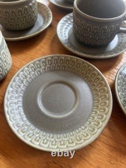Vintage Wedgwood Cambrian Coffee Cups Saucers Set x6 MidCentury Studio Pottery