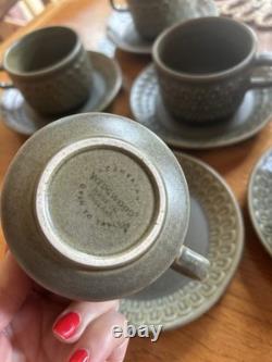 Vintage Wedgwood Cambrian Coffee Cups Saucers Set x6 MidCentury Studio Pottery