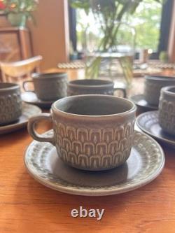 Vintage Wedgwood Cambrian Coffee Cups Saucers Set x6 MidCentury Studio Pottery