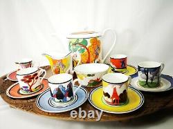 Vintage Wedgwood Clarice Cliff Limited Edition Express Coffee Cups Set Rare