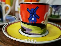 Vintage Wedgwood Clarice Cliff Limited Edition Express Coffee Cups Set Rare