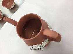 Vintage Wedgwood Coffee Pot Set Terra Cotta Wine Teapot Creamer Sugar Jasperware