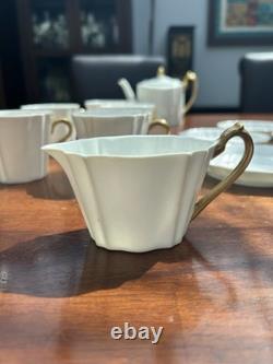 Vintage Wedgwood England Bone China Art Deco Tea Coffee Set Gold Handle Cups Pot