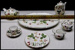 Vintage Wedgwood Miniature Tea & Coffee Set Bone China Wild Strawberry