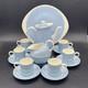 Vintage Wedgwood Of Etruria Summer Sky Coffee Espresso Set Blue White 1950's
