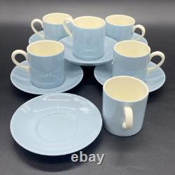 Vintage Wedgwood Of Etruria Summer Sky Coffee Espresso Set Blue White 1950's