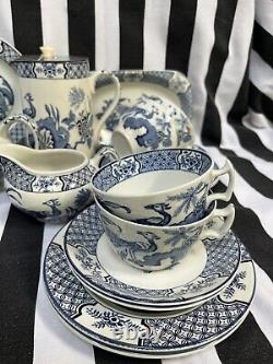 Vintage Woods Ware YUAN Blue & White Tea Set