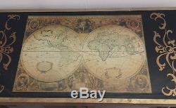 Vintage World Map Set Of 3 Coffee Nest Of Tables Rare Brass Fittings Original