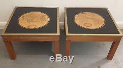 Vintage World Map Set Of 3 Coffee Nest Of Tables Rare Brass Fittings Original